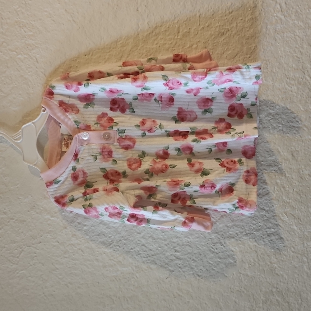 Cassie Girl's Long Sleeve Rose Pattern Top